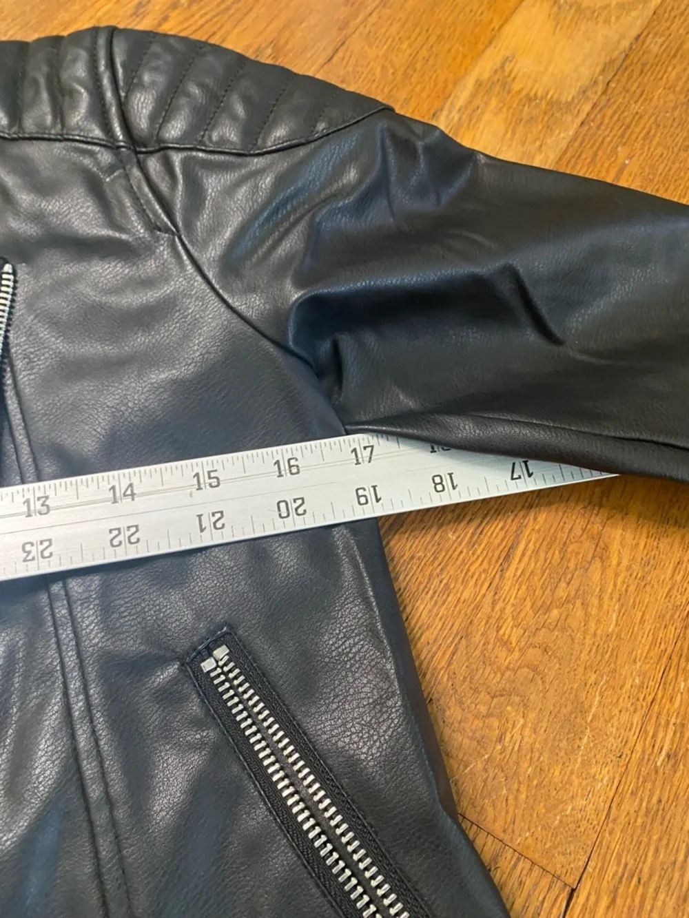 H&M Girls Black Faux Leather Moto Jacket Size 6-7y